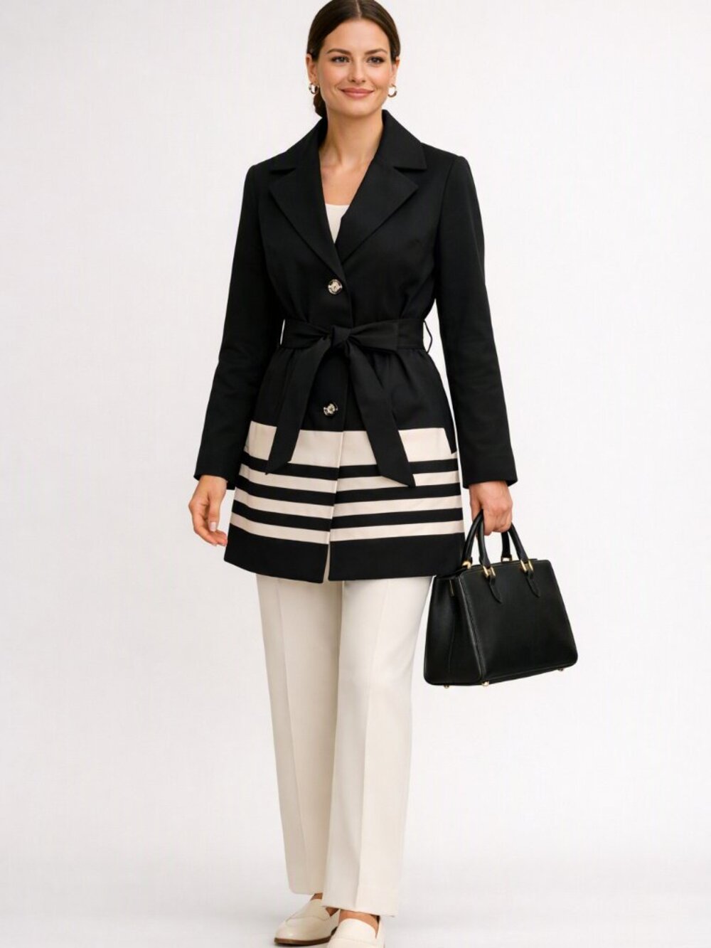 The Limited Black & Cream Trench/Rain Coat  Size XS